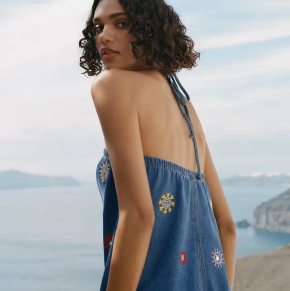 NWT Embroidered MIDI Denim Dress - 3798/002 - Picture 4 of 16